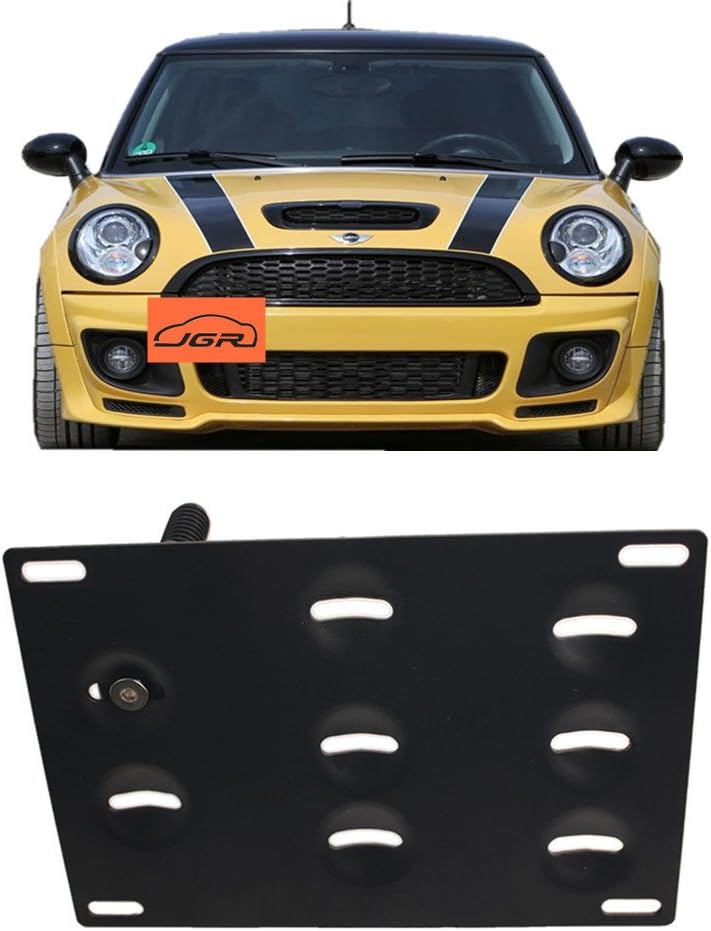 JGR No Drill Tow Eye Front Bumper Tow Hook License Plate Mount Bracket Holder Adapter Relocation Kit for Mini Cooper (2002-2014) - Image 1