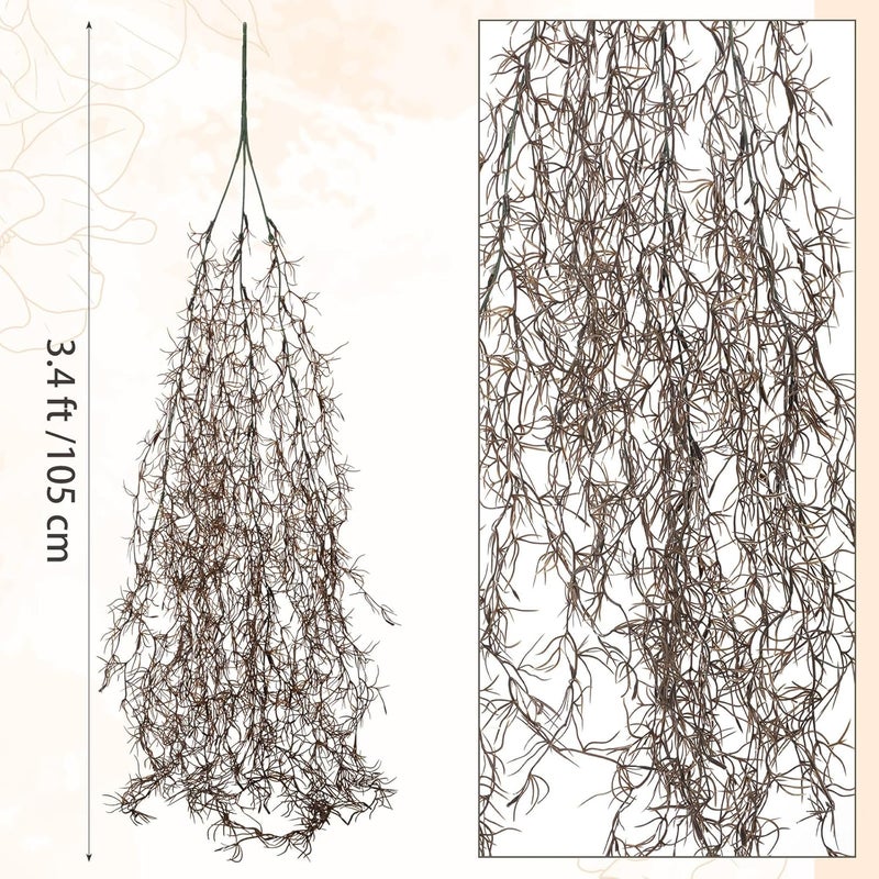Giegxin Halloween Spanish Moss 41 Succulents Faux Moss Artificial Succulent Plants Fake Vines Hanging Plants Swamp Decoration Potted Artificial Hanging Garland (Dark Brown,6 Pack) - Image 3