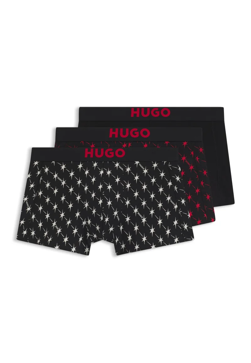 Three-pack of stretch-cotton trunks with logo waistbands