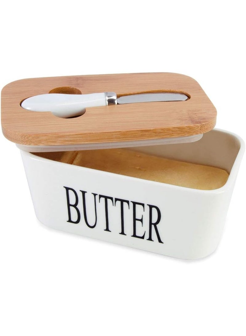 Butter Dish with Lid – Extra Large Ceramic Butter Keeper for Countertop with Natural Bamboo Lid and High-Quality Stainless Steel Multipurpose Butter Knife, Airtight Silicone Sealing Butter Container to Keep Butter Fresh and Soft, Premium Butter Holder for Kitchen Counter, Durable Easy-to-Clean Ceramic Butter Box, Large Capacity Butter Tray for Long Blocks, Modern Home Décor Butter Dish for Everyday Use, Dishwasher-Safe Butter Storage Container with Lid and Knife for Home, Kitchen, Cooking, Serving – Perfect Butter Keeper for Counter - Image 3
