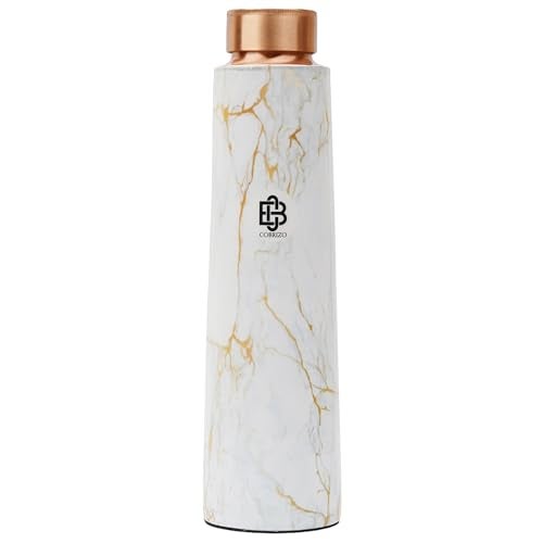COBRIZO 100% Pure Copper Abstract Designer Water Bottle with Ayurvedic Benefits Rustproof & Leakproof Copper Bottle for Home School Gym Travel Bottle Drinkware & Storage Purpose 900 ml - Image 2