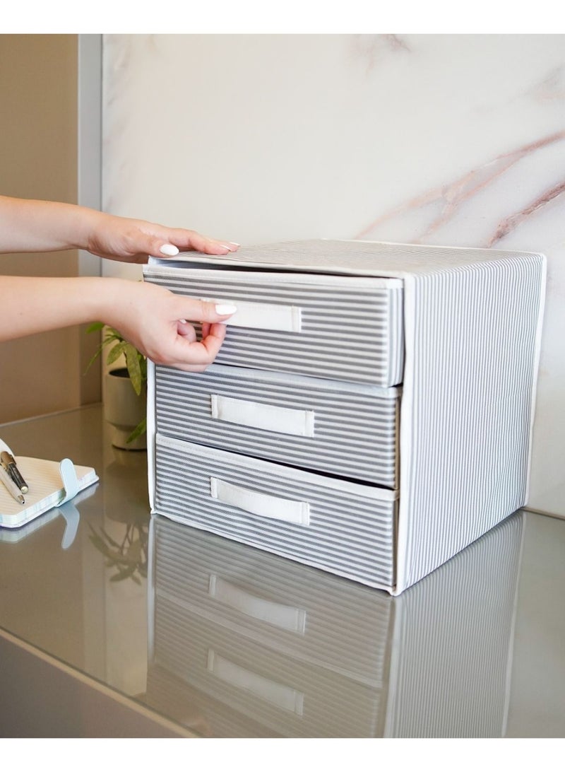 الاس هوم كوليكشن منظم تخزين قابل للطي - 3 أدراج - Image 1