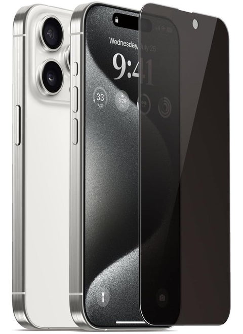 Screen protector Compatible with iPhone 15 Pro Max 5G Privacy Tempered Glass Screen Protector 【Bubble Free】【Anti-Glare】【HD Full Coverage】【Easy Installation】【Scratch Resistant】