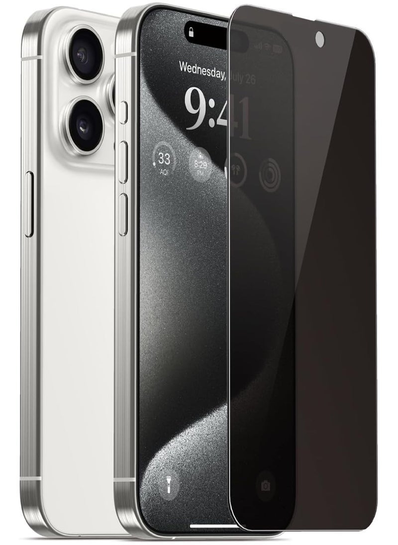 Captaintech Screen protector Compatible with iPhone 15 Pro Max 5G Privacy Tempered Glass Screen Protector 【Bubble Free】【Anti-Glare】【HD Full Coverage】【Easy Installation】【Scratch Resistant】  - Image 1