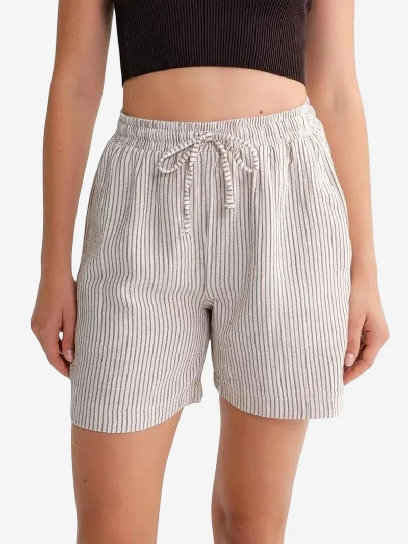 Mixray High-Waisted Striped Wide Leg Shorts