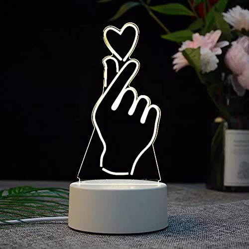 Whitecloud TRANSFORMING HOMES ضوء الليل الأكريليكي ثلاثي الأبعاد USB من وايت كلاود TRANSFORMING HOMES® لمكتب الطاولة وزينة غرفة النوم هدية مصباح طاولة دافئ لغرفة النوم وغرفة المعيشة (ضوء القلب) - Image 1