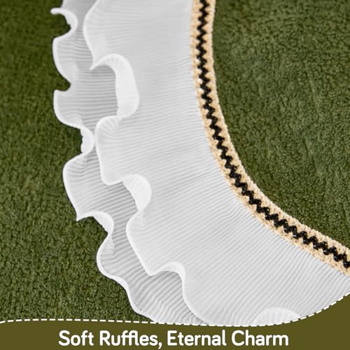 HOKIPO 'French Classic Frill' Sofa Cover Mat for 1/2/3 Seater & L Shape Sofa. Make Your Own Sofa Cover Set, Anti-Slip Mat Length 90(D) x 60(L) cm, Dark Olive Green (AR-6138-GRN) - Image 4
