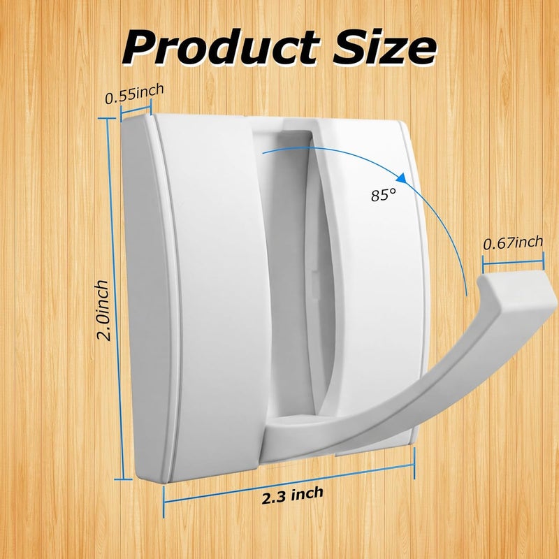 Queekay 4 Pcs Folding Hideaway Coat Hooks Heavy Duty Wall Towel Hooks for Bathrooms Retractable Coat Space Aluminum Wall Hanging Holder for Closet Scarf Hat Robe Key Purse Bag (White) - Image 5