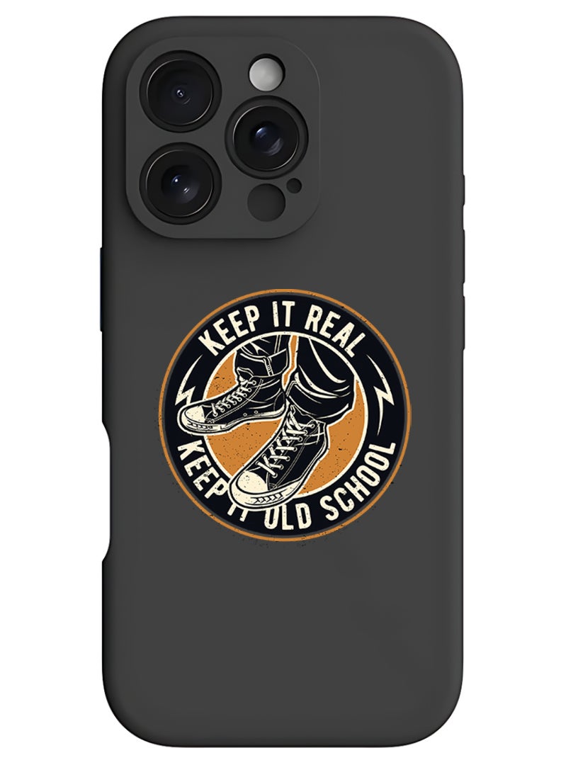 Theodor Protective Slim Fit Case Liquid Silicone Cover with Full Body Protection Anti-Scratch Shockproof Case For iPhone 16 Pro Max Black - Old school