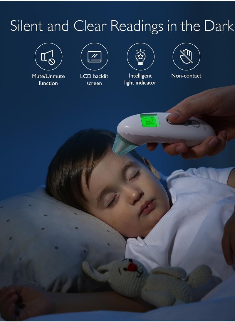 Momcozy - Non-Contact Forehead and Ear Thermometer, Digital Infrared Thermometer for Adults and Children, with Child Mode, Fever Alarm Function, Mute and Memory Functions, Fast and Accurate Measurement - Image 1
