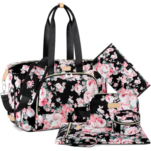 ITIEZY Diaper Bag Tote for Baby 7Pcs - Large Mommy Bag with Portable Changing Pad, Pacifier Case and Organizer Pouches, Multifunctional Hospital Bags for Labor and Delivery Travel Baby Bag for Boy Girl - Image 1