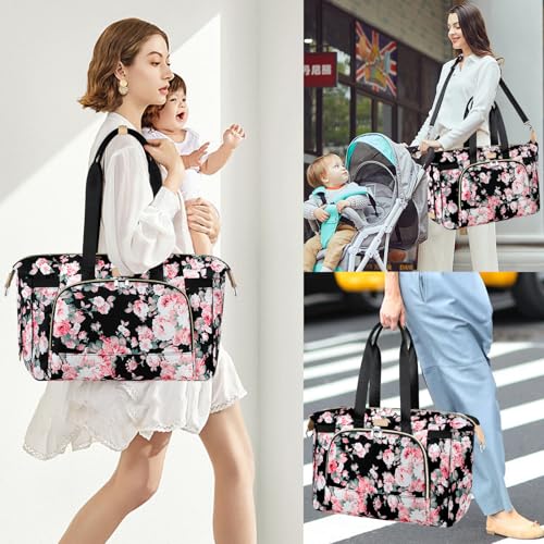 ITIEZY Diaper Bag Tote for Baby 7Pcs - Large Mommy Bag with Portable Changing Pad, Pacifier Case and Organizer Pouches, Multifunctional Hospital Bags for Labor and Delivery Travel Baby Bag for Boy Girl - Image 2