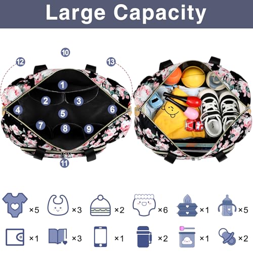 ITIEZY Diaper Bag Tote for Baby 7Pcs - Large Mommy Bag with Portable Changing Pad, Pacifier Case and Organizer Pouches, Multifunctional Hospital Bags for Labor and Delivery Travel Baby Bag for Boy Girl - Image 5