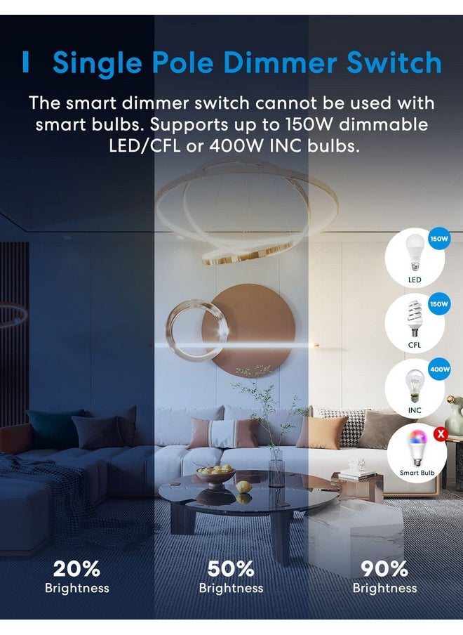 meross - meross Smart WiFi Dimmer Switch and Remote Kit, Single Pole, Neutral Wire Required, Work with Apple HomeKit, Alexa, Google Home and SmartThings, 2.4GHz WiFi, Remote and Voice Control, No Hub Required - Image 1
