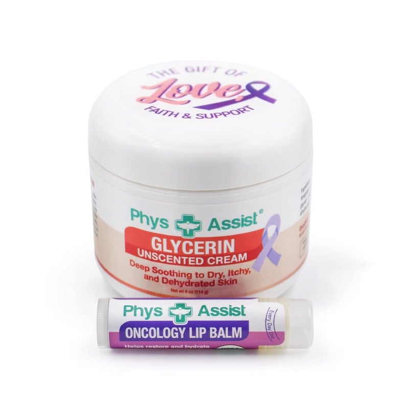 PhysAssist PhysAssist Oncology Glycerin Unscented Cream Deep Soothing Moisturizer Made specially for those with Fragrance Intolerance after Radio and Chemo PLUS Peppermint Lip Balm