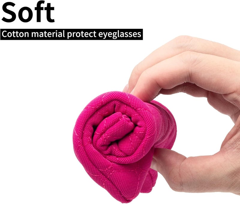 Face Shadow Double Glasses Case Soft Eyeglass Case For Women Men Squeeze Top Sunglasses Case With Cleaning Cloth - Image 5