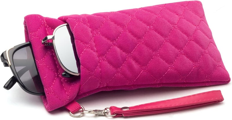 Face Shadow Double Glasses Case Soft Eyeglass Case For Women Men Squeeze Top Sunglasses Case With Cleaning Cloth - Image 1