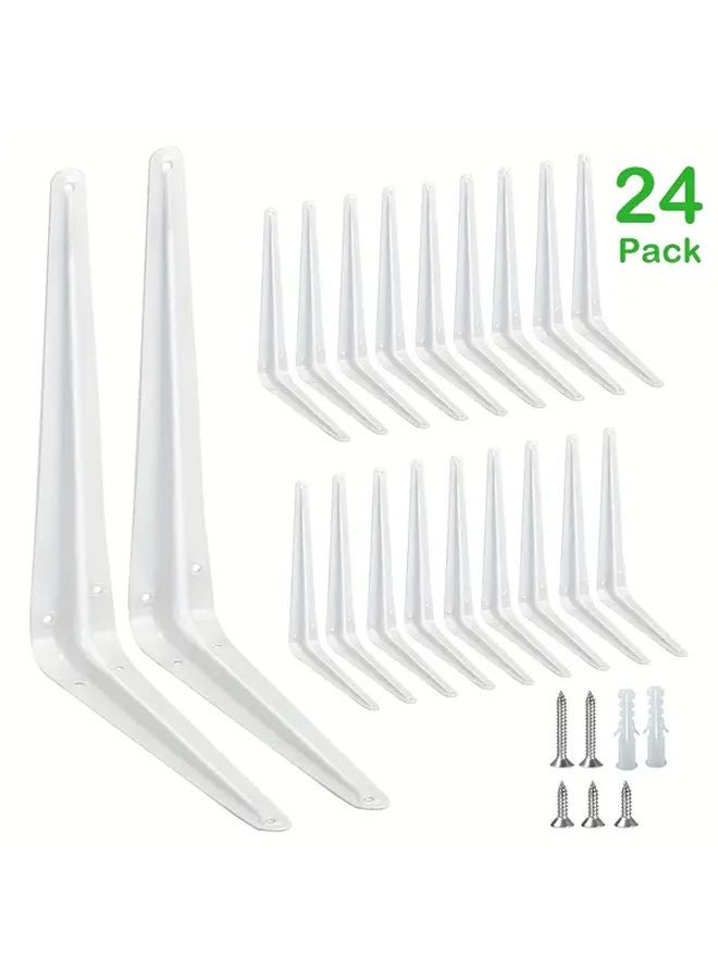 24 Packs 12x10 Inch Heavy Duty White Steel Shelf Brackets L J Wall Corner Brace - Image 1