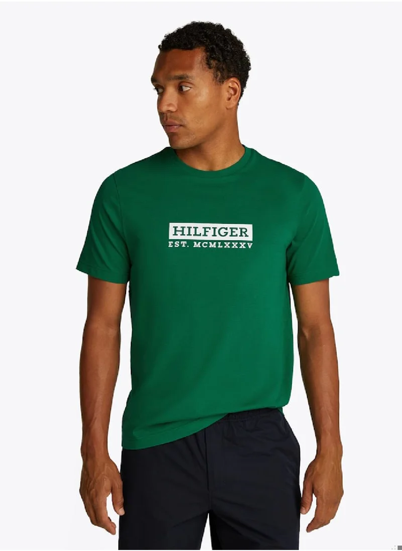 TOMMY HILFIGER Men's Graphic T-Shirt - Cotton, Green