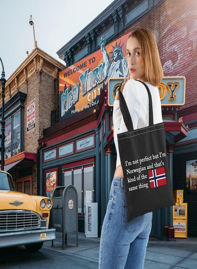 BLUPARK Norwegian Gift Norway Native Shopping Bag Norway Flag Tote Bag for Norwegian (I'm Norwegian BK) - Image 3
