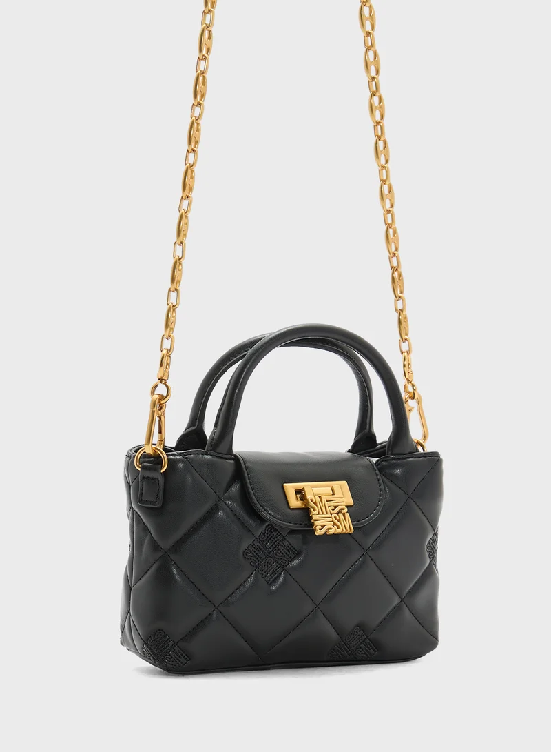 ستيف مادن Bosco Quilted Flap Over Logo Satchel Bag