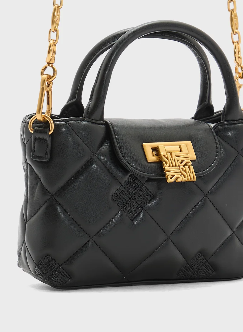 ستيف مادن Bosco Quilted Flap Over Logo Satchel Bag