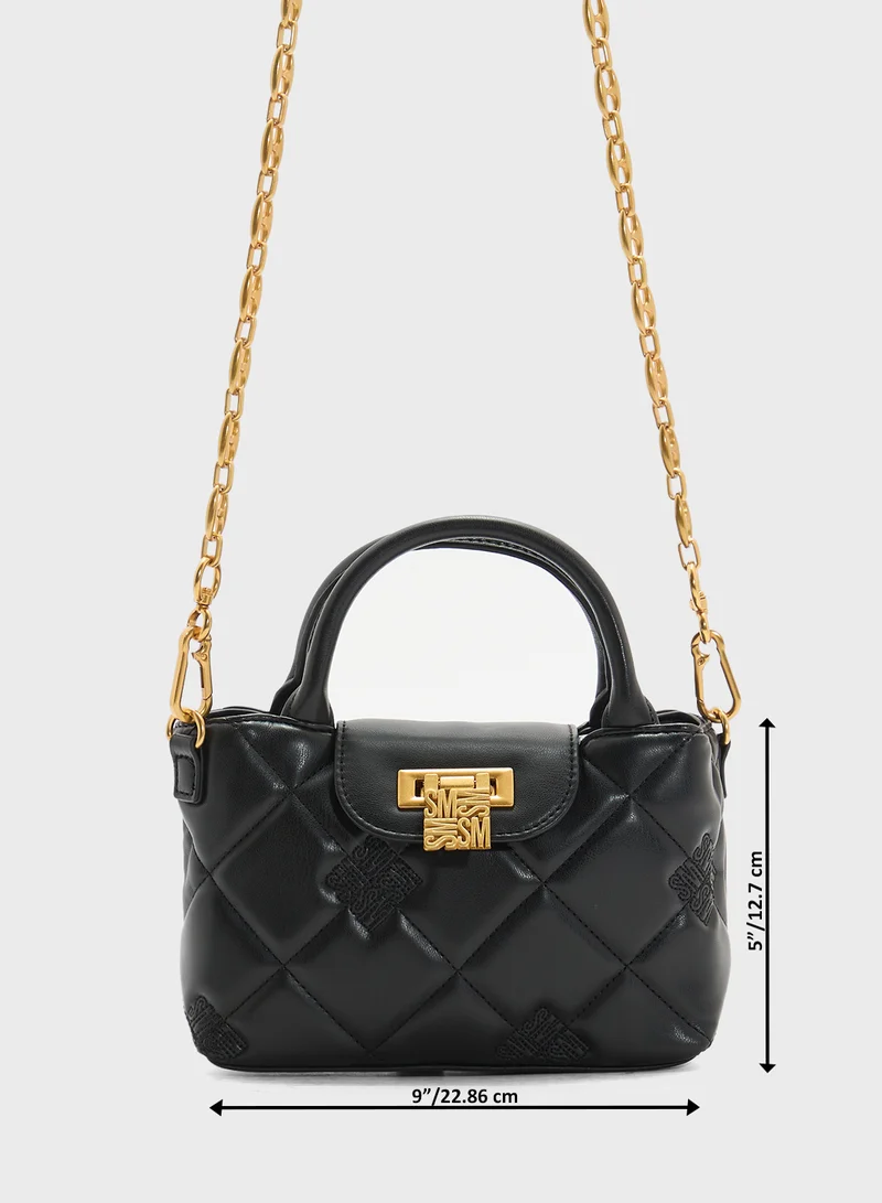 ستيف مادن Bosco Quilted Flap Over Logo Satchel Bag