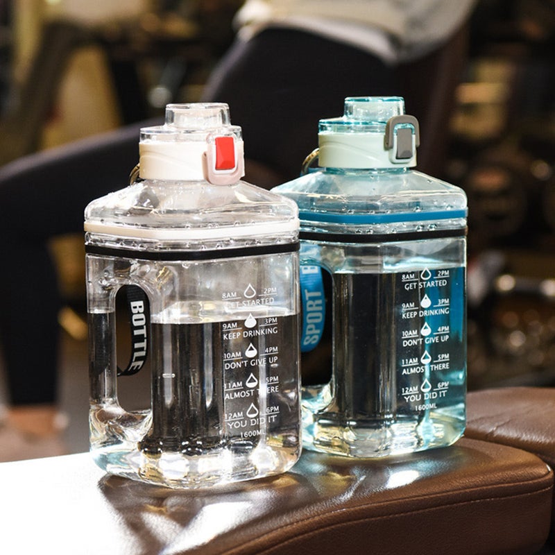 Motivational Time Marker Water Bottle: 2200ML White Food-Graded Material - Leak-Proof Spring-Loaded Lock Cap Wide Opening for Sports Cycling Daily Hydration - Image 4