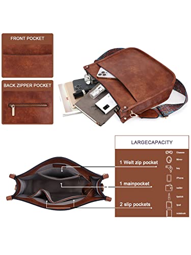 Caitina Cross Body Bag Vegan Leather Hobo Handbags Designer Crossbody Purses Bucket Bag For Women with 2 Adjustable Strap(Dark Brown) - Image 3