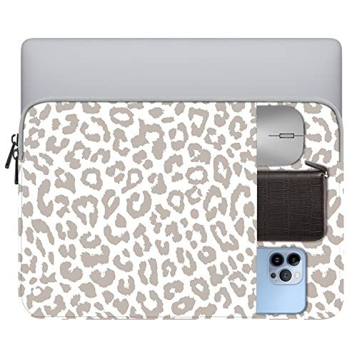 GABraden 13-14 Inch Laptop Sleeve Bag with Pocket, Water Resistant Case Compatible with MacBook Air/Pro 13,MacBook Neo 13,iPad Pro 12.9,Surface,Dell,HP,Chromebook(Grey Leopard Cheetah) - Image 1
