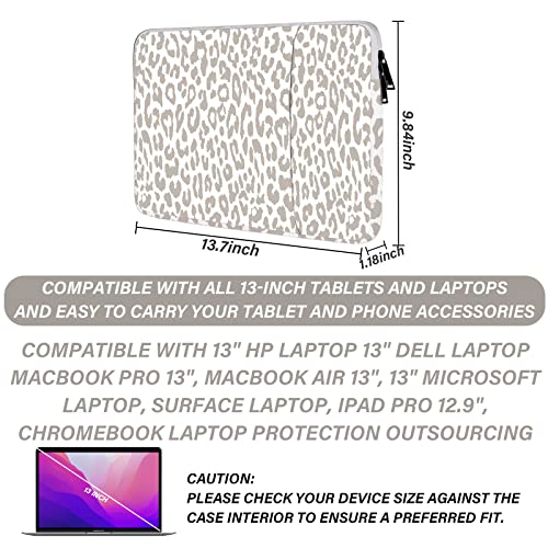 GABraden 13-14 Inch Laptop Sleeve Bag with Pocket, Water Resistant Case Compatible with MacBook Air/Pro 13,MacBook Neo 13,iPad Pro 12.9,Surface,Dell,HP,Chromebook(Grey Leopard Cheetah) - Image 2