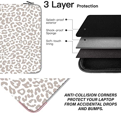 GABraden 13-14 Inch Laptop Sleeve Bag with Pocket, Water Resistant Case Compatible with MacBook Air/Pro 13,MacBook Neo 13,iPad Pro 12.9,Surface,Dell,HP,Chromebook(Grey Leopard Cheetah) - Image 3