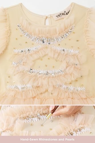 TUTULAND Tutu Dress for Girls - Glitter Sequin Tulle Dress Tiered Layered Flower Girl Dresses for Wedding Birthday Photo Prop - Image 4
