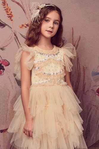 TUTULAND Tutu Dress for Girls - Glitter Sequin Tulle Dress Tiered Layered Flower Girl Dresses for Wedding Birthday Photo Prop - Image 3