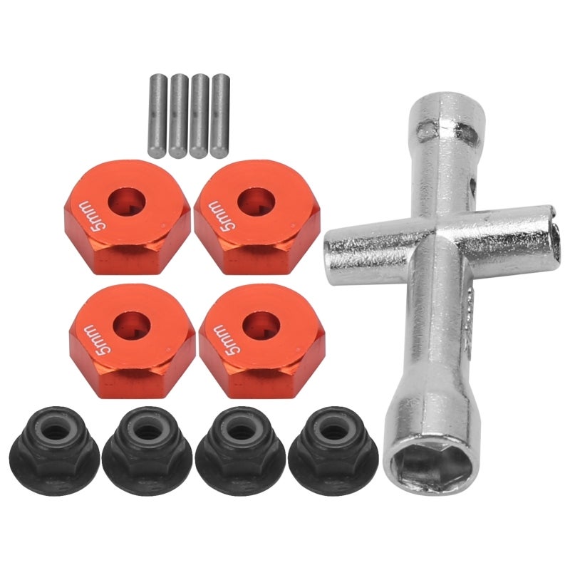 RC Hex Adapter: Red High-Quality Aluminium Alloy, Firm Durable, Easy Install With Fixing Screws - Portable Compact, Non-Slip Nut Cross Sleeve, RC Upgrade Parts for 1/10 RC Car Hobbyists - Image 3