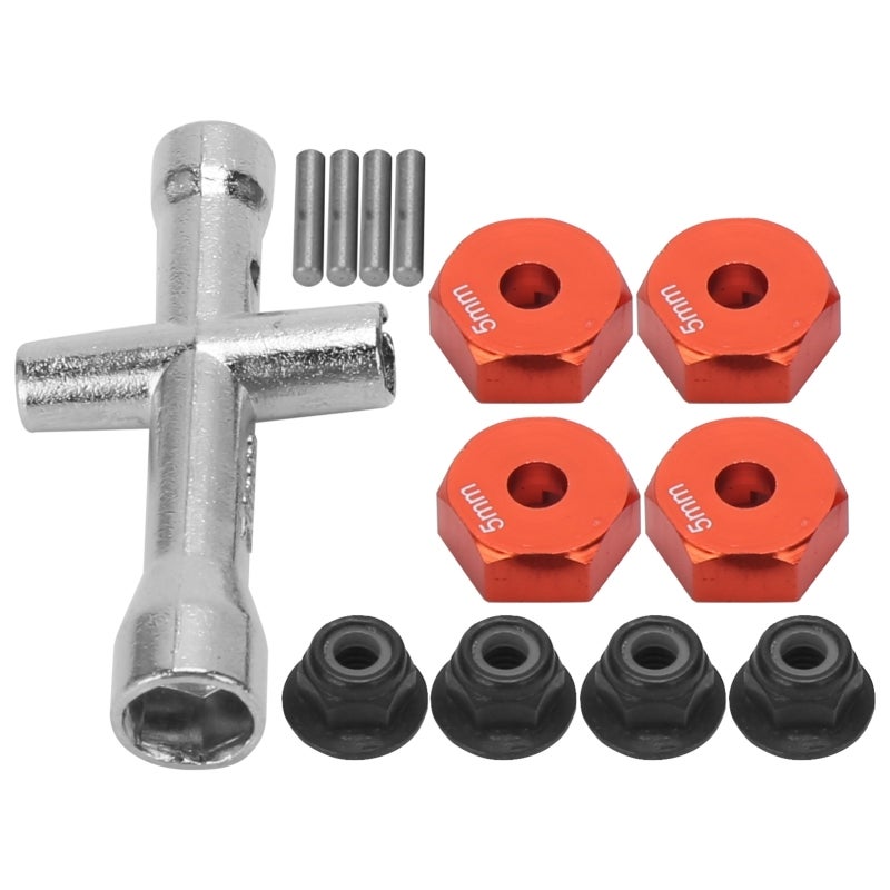 RC Hex Adapter: Red High-Quality Aluminium Alloy, Firm Durable, Easy Install With Fixing Screws - Portable Compact, Non-Slip Nut Cross Sleeve, RC Upgrade Parts for 1/10 RC Car Hobbyists - Image 5