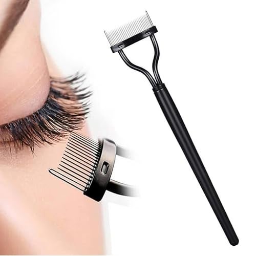 Homeaura Professional Eyelash Comb, Stainless Steel Needle Mascara Guide Applicator, Eyebrow Brush Curler Cosmetic Tool, Black - Image 1