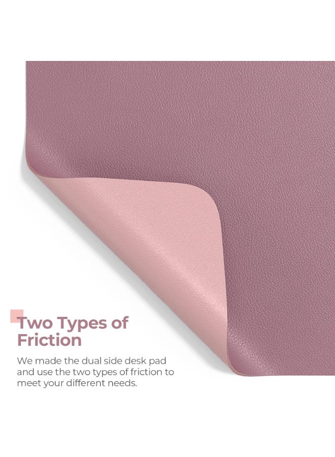 لوحة مكتب غير قابلة للانزلاق، واقي مكتب من جلد PU بحجم 31.5" × 15.7"، لوحة فأرة كبيرة مقاومة للماء، حصيرة مكتب جانبية مزدوجة لسطح المكتب، لوحة مكتب للوحة المفاتيح والفأرة، لون أرجواني فاتح x وردي مغبر - Image 4