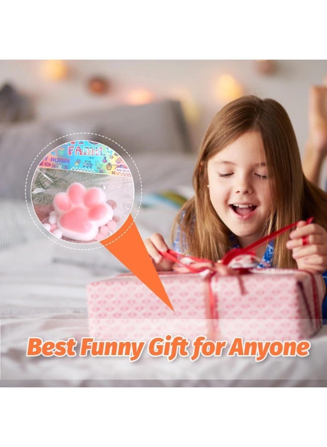 JOGAMS 2Pcs Squishy Cat Paw Stress Relief Toy Big Furry Squeeze Cat Paw Squishy Toys with Balls Sensory Stress Relief for Kids and Adults Blue and Pink - Image 4