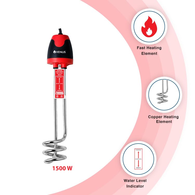 Venus Venus Shockproof Immersion 1500 Watts Water Heater Rod ISI Certified COPPER HEATING ELEMENT  - Image 2
