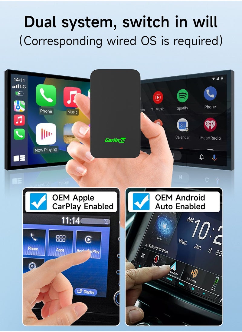 Carlinkit - CarlinKit 5.0 Wireless CarPlay Mini Adapter Android Auto Dongle Wired To Wireless Car Play Box 5GWifi Bluetooth Auto Connect FOTA - Image 1