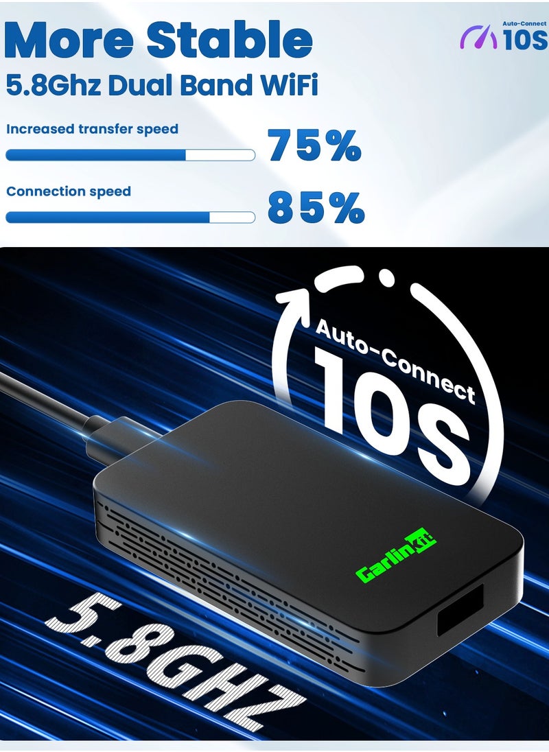 Carlinkit - CarlinKit 5.0 Wireless CarPlay Mini Adapter Android Auto Dongle Wired To Wireless Car Play Box 5GWifi Bluetooth Auto Connect FOTA - Image 1