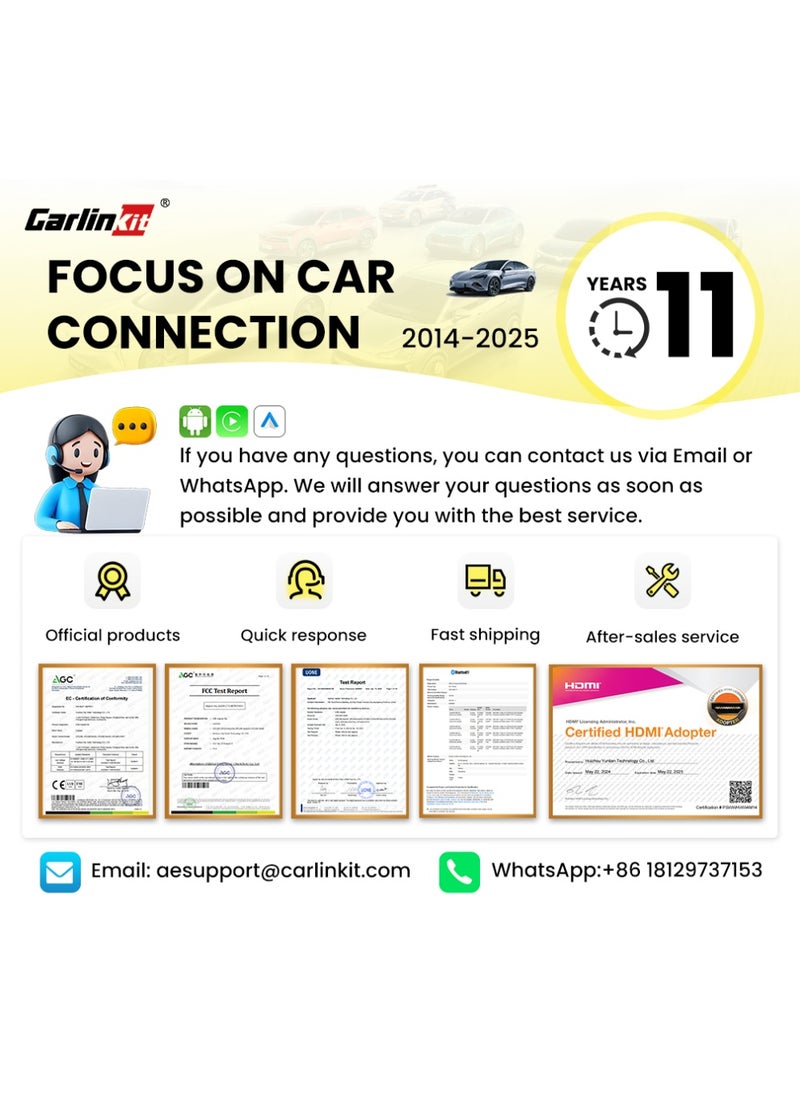 Carlinkit - CarlinKit 5.0 Wireless CarPlay Mini Adapter Android Auto Dongle Wired To Wireless Car Play Box 5GWifi Bluetooth Auto Connect FOTA - Image 1