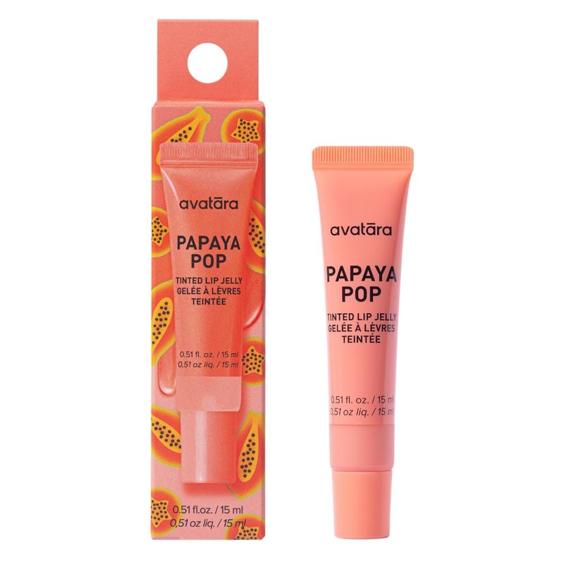 Avatara Papaya Pop Tinted Lip Jelly Hydrating Lip Gloss Treatment with VitaminRich Botanicals Peachycoral Tint Vegan  CrueltyFree Soothes  Softens Dry Lips 15mL051 Fl Oz