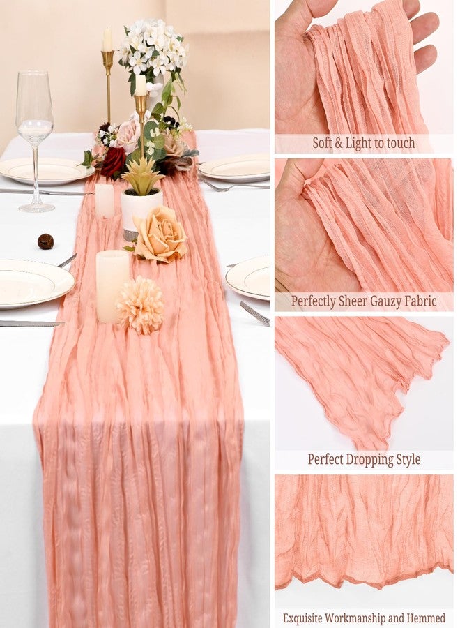 FXKS 6 Pack Coral Cheesecloth Table Runner 10FT Cheese Cloths for Wedding Decor, 20x120inch Rustic Boho Gauze Table Runners for Wedding Party Bridal Shower Table Decoration - Image 4