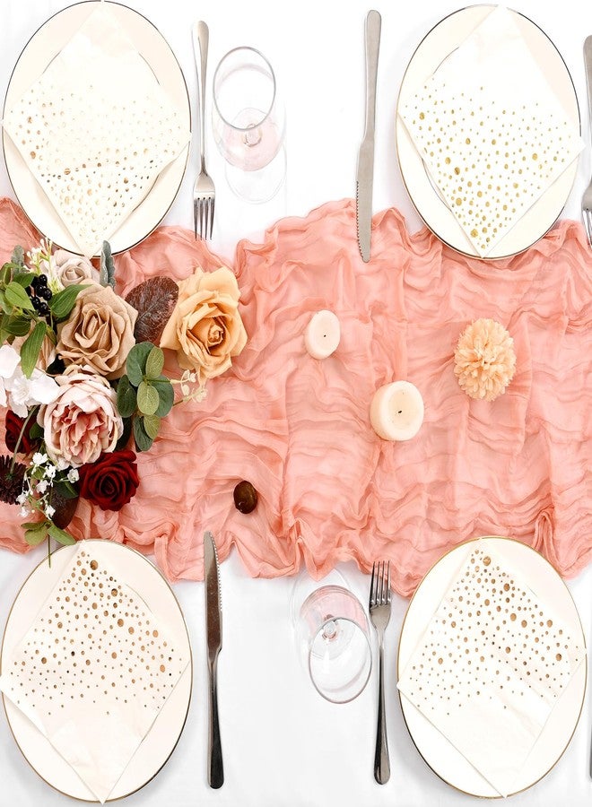 FXKS 6 Pack Coral Cheesecloth Table Runner 10FT Cheese Cloths for Wedding Decor, 20x120inch Rustic Boho Gauze Table Runners for Wedding Party Bridal Shower Table Decoration - Image 5