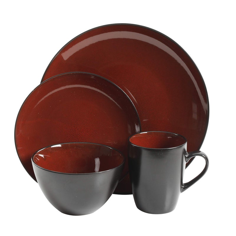 Gibson Elite Soho Lounge Round Reactive Glaze Stoneware Dinnerware Set, Service for Four (16pcs), Red - Image 5