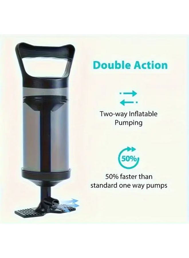 1pc Manual Hand Air Pump Portable High Pressure Black With 3 Nozzles 2 Adaptors Durable Plastic Quick Inflation For Pool Floats Air Mattresses Swim Rings Beach Balls Outdoor Camping Travel Accessories - Image 3