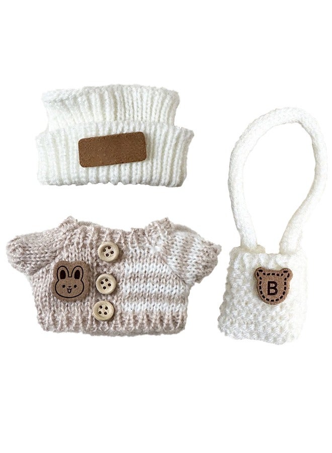 Stylish Clothes for Doll(NO Doll) - Handcrafted Crochet 3-Piece Set for 17cm Doll, Premium Outfit with Accessories  - Image 1
