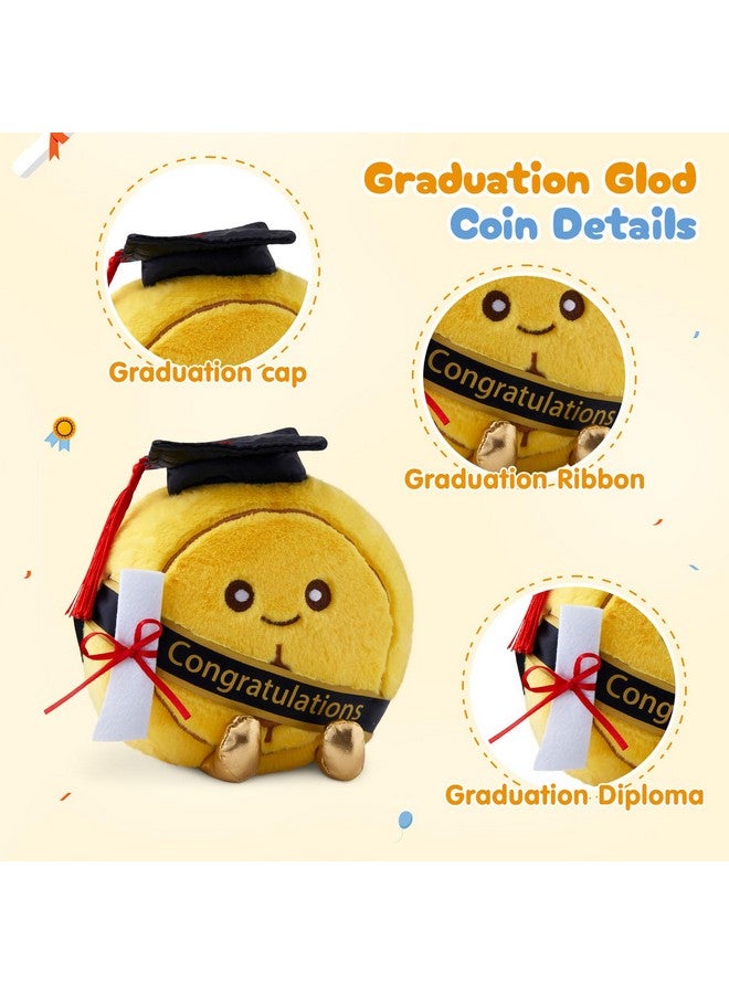 WEWILL Light Up Graduation Gold Coin Stuffed Animal - 10 Inch Plush Toy with Cap, Diploma & Sash, Class of 2025 Graduation Gift, Inspirational Glowing Coin Plush for Preschool or High School Grads - Image 3